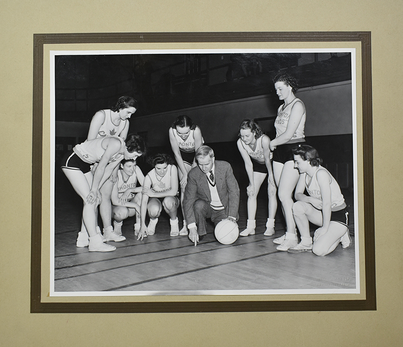 Black and white photo of coach Percy Page running a practice, 1939