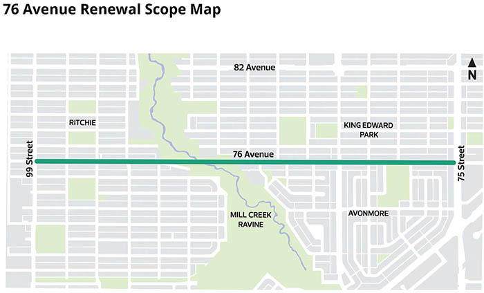 76 Avenue Renewal Project scope map
