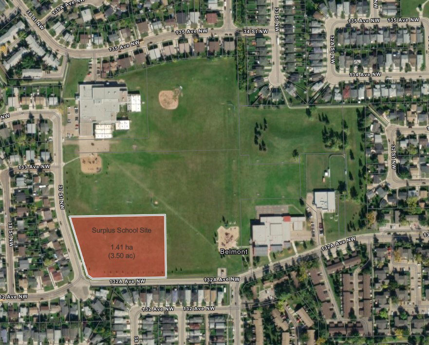 Aerial view of Belmont surplus school site