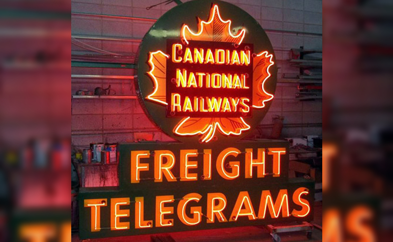 Canadian National Railway neon sign