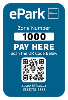 Example of an EPark sign showing the QR code