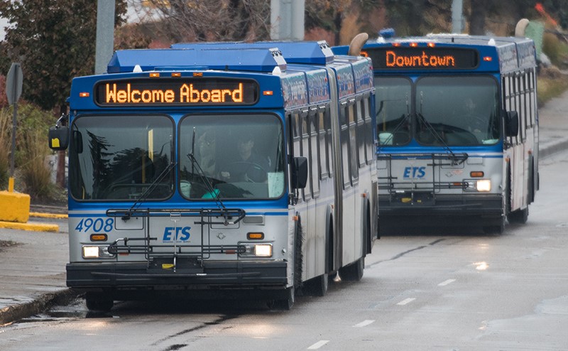 ETS bus displaying a welcome aboard message