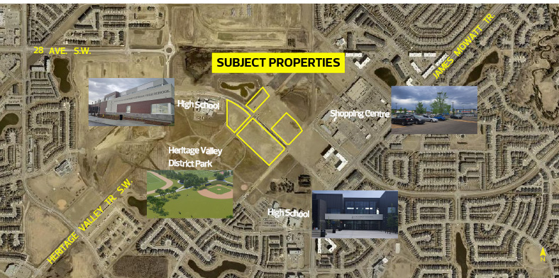 Aerial view of Heritage Valley Town Centre with surrounding amenities highlighted