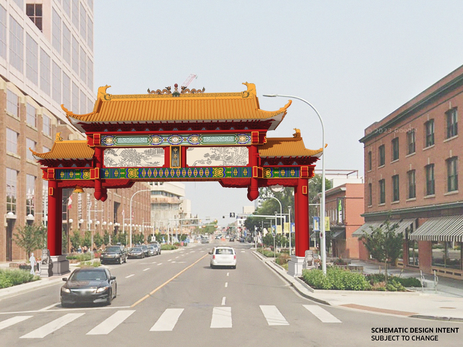 Harbin Gate Draft Design (subject to change) - view from Jasper Avenue looking north