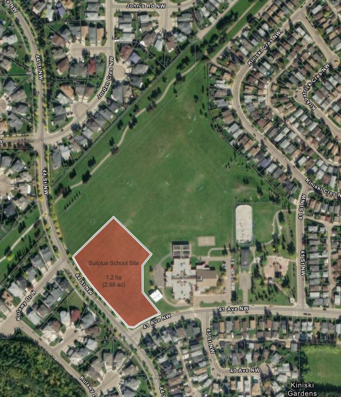 Aerial view of Kiniski Gardens surplus school site