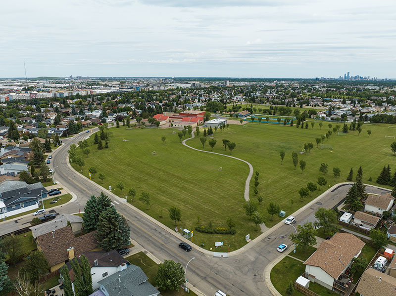 Aerial view of La Perle surplus school site