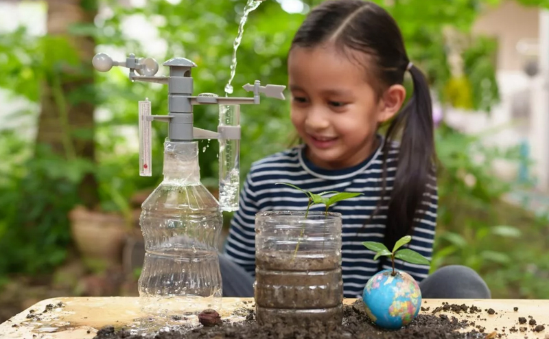 A child doing a science experiment