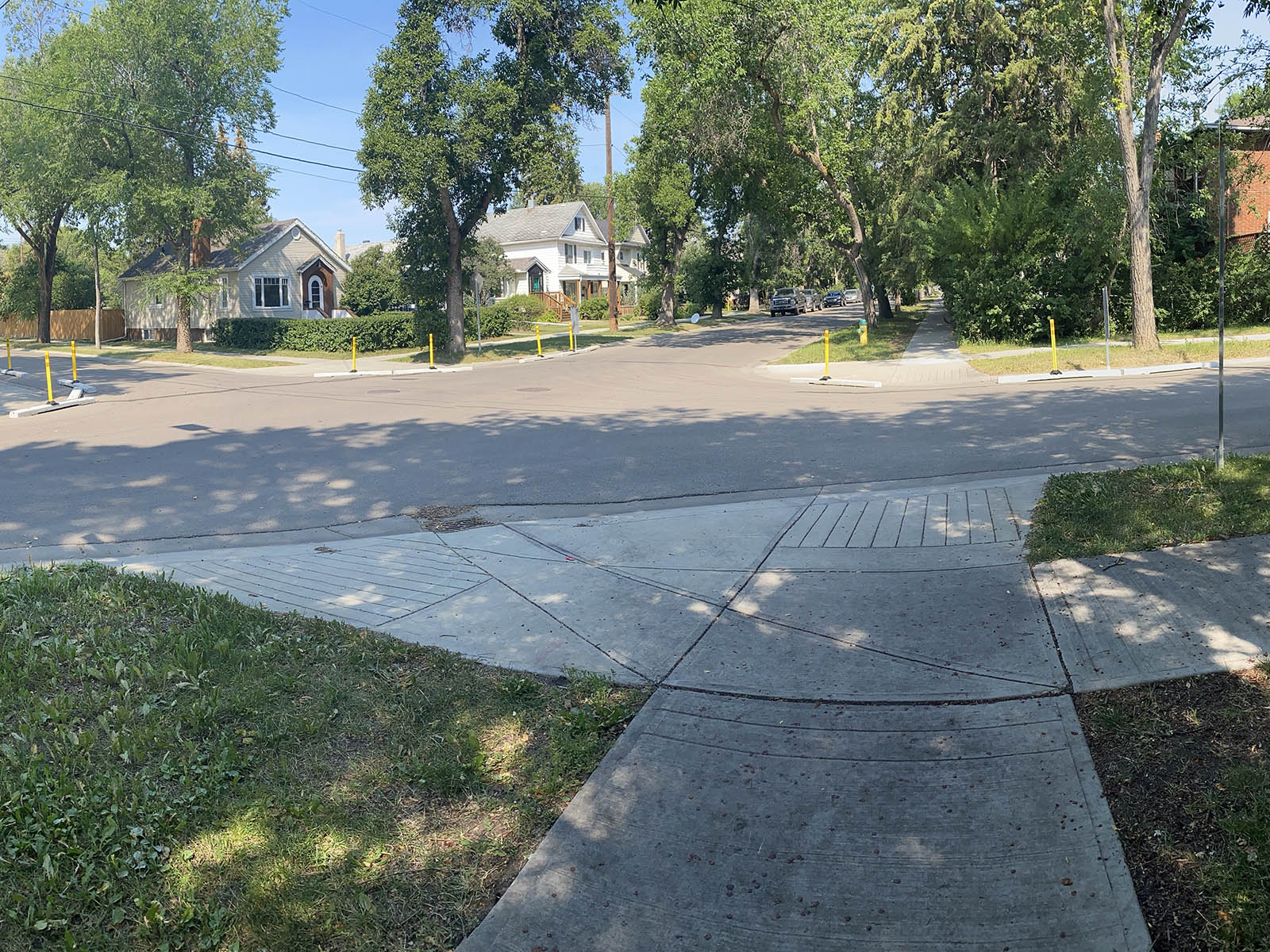 Pedestrian curb ramps, similar to this example, will be built at every intersection along 127 Avenue and 128 Avenue.