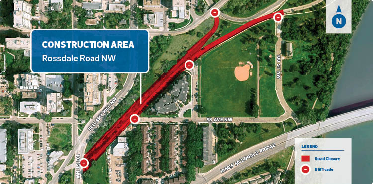 Map of the Rossdale Road construction area