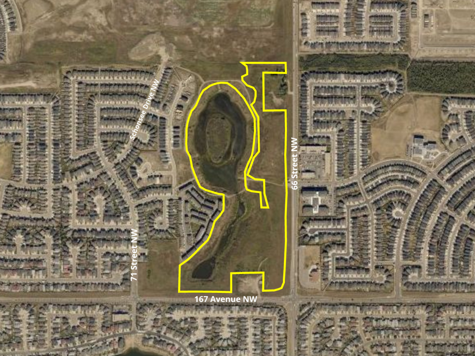 Aerial view of Schonsee Redevelopment project area