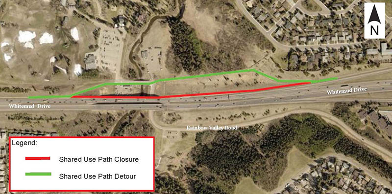 Map of the Terwillegar Drive-Rainbow Valley pedestrian detour