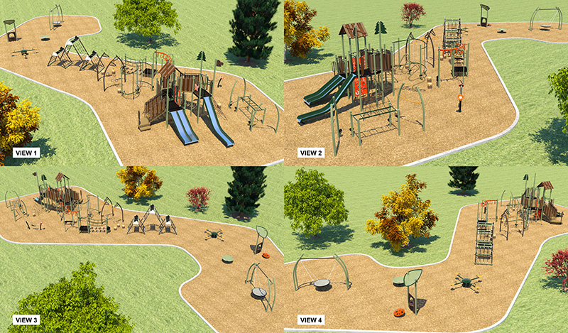 Architectural rendering of the chosen design for the Allin Park playground renewal project