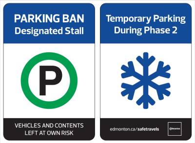 Signage for alternative options for parking during a ban.