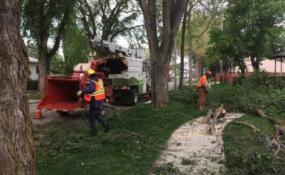 City crews cleaning up after a storm.