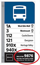 Image of a bus stop sign with buslink number highlighted