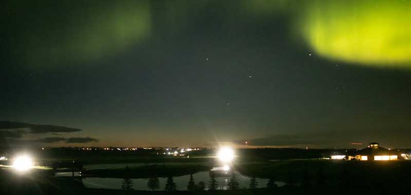 The northern lights over Northeast River Valley Park.