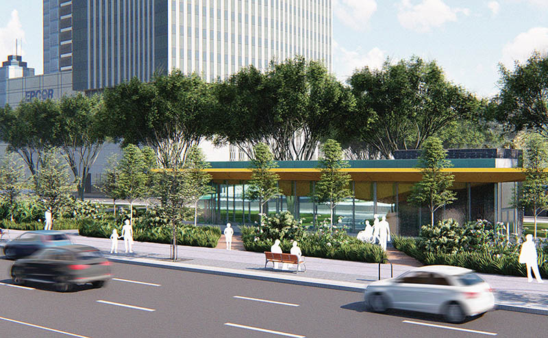 An artistic rendering of the street level pedway access for the 103A Avenue and 99 Street pedway.