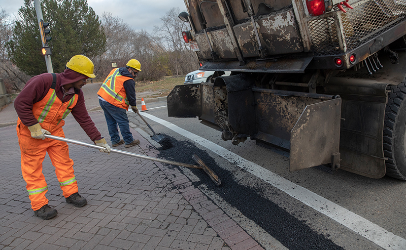 Road repair crew at work