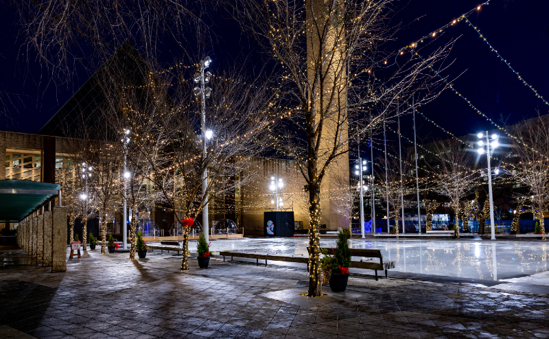 City Hall Plaza ice rink with twinkle lights - photo by dbphotographics