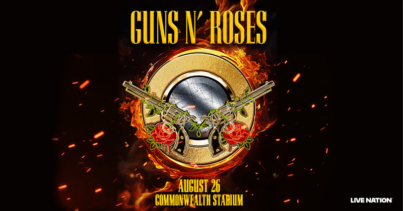 Guns N' Roses logo. August 26 at Commonwealth Stadium. By Live Nation.