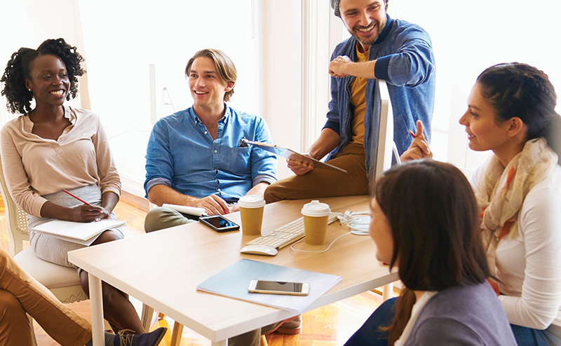 Group of people talking to each other