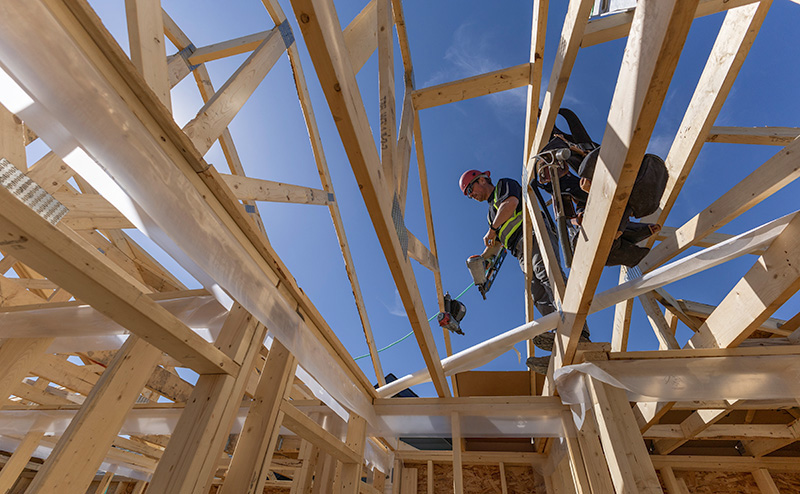 Construction worker frames new home