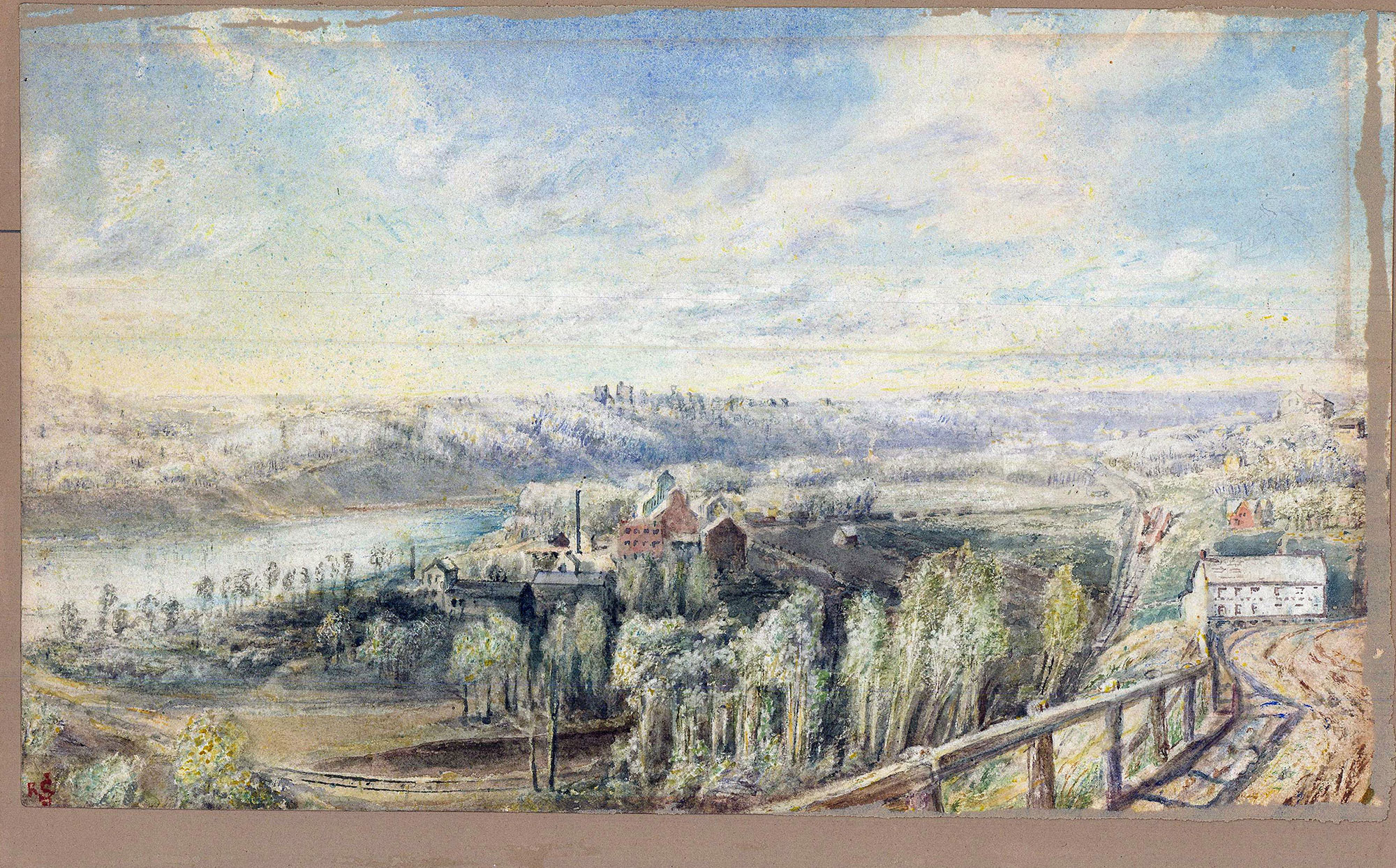 Painting: Edmonton Hotel and Saskatchewan Valley by E.R. James, ca 1905