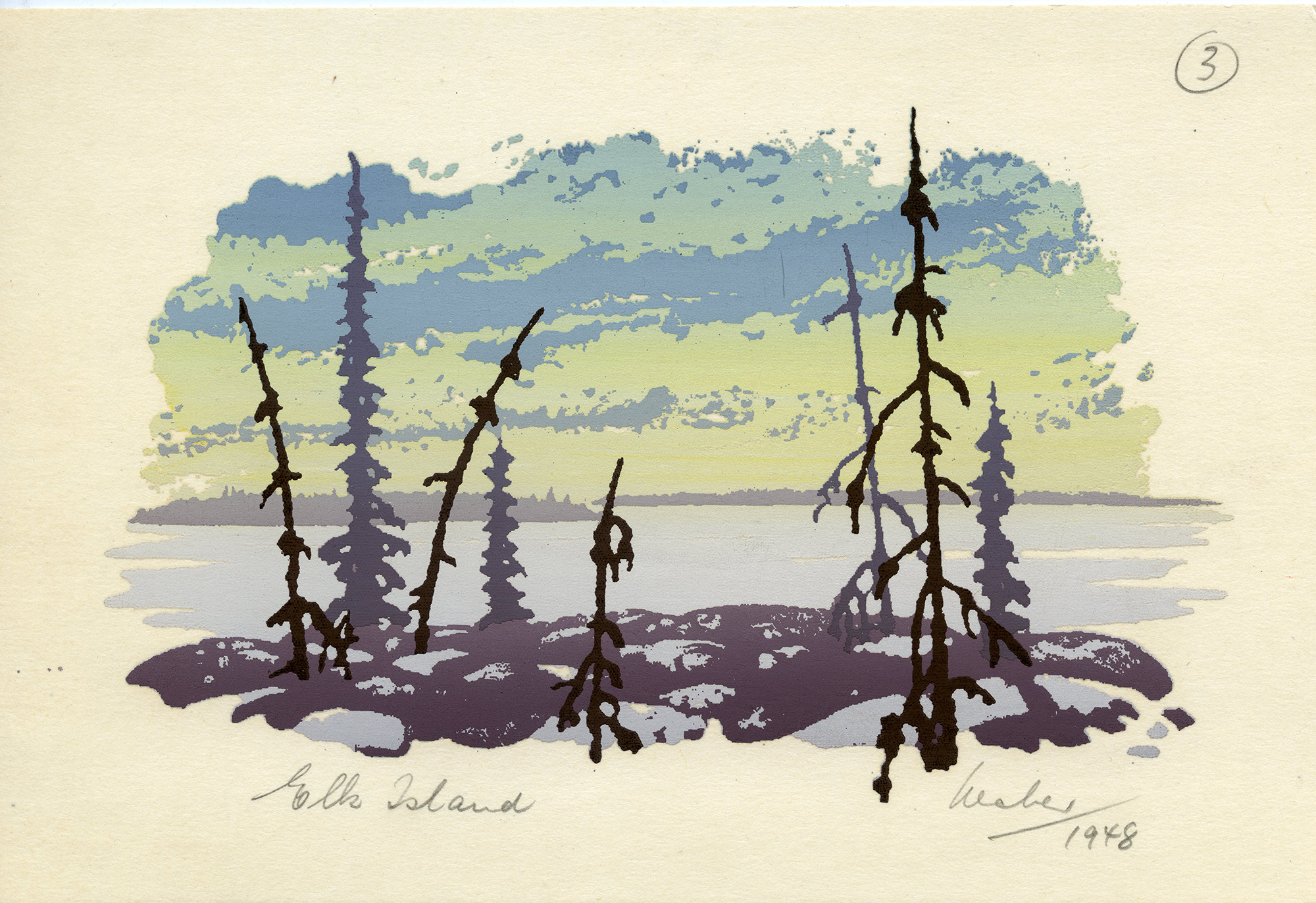 Silk screen print: Elk Island by George Weber