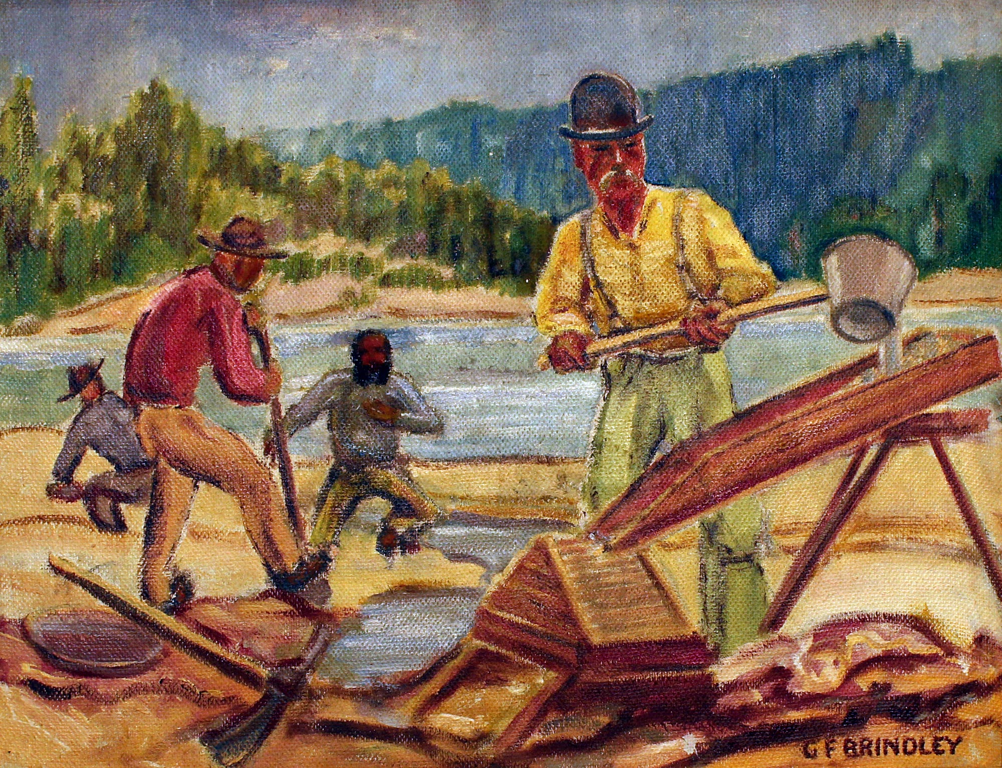 Painting: Gold Panning by George F. Brindley