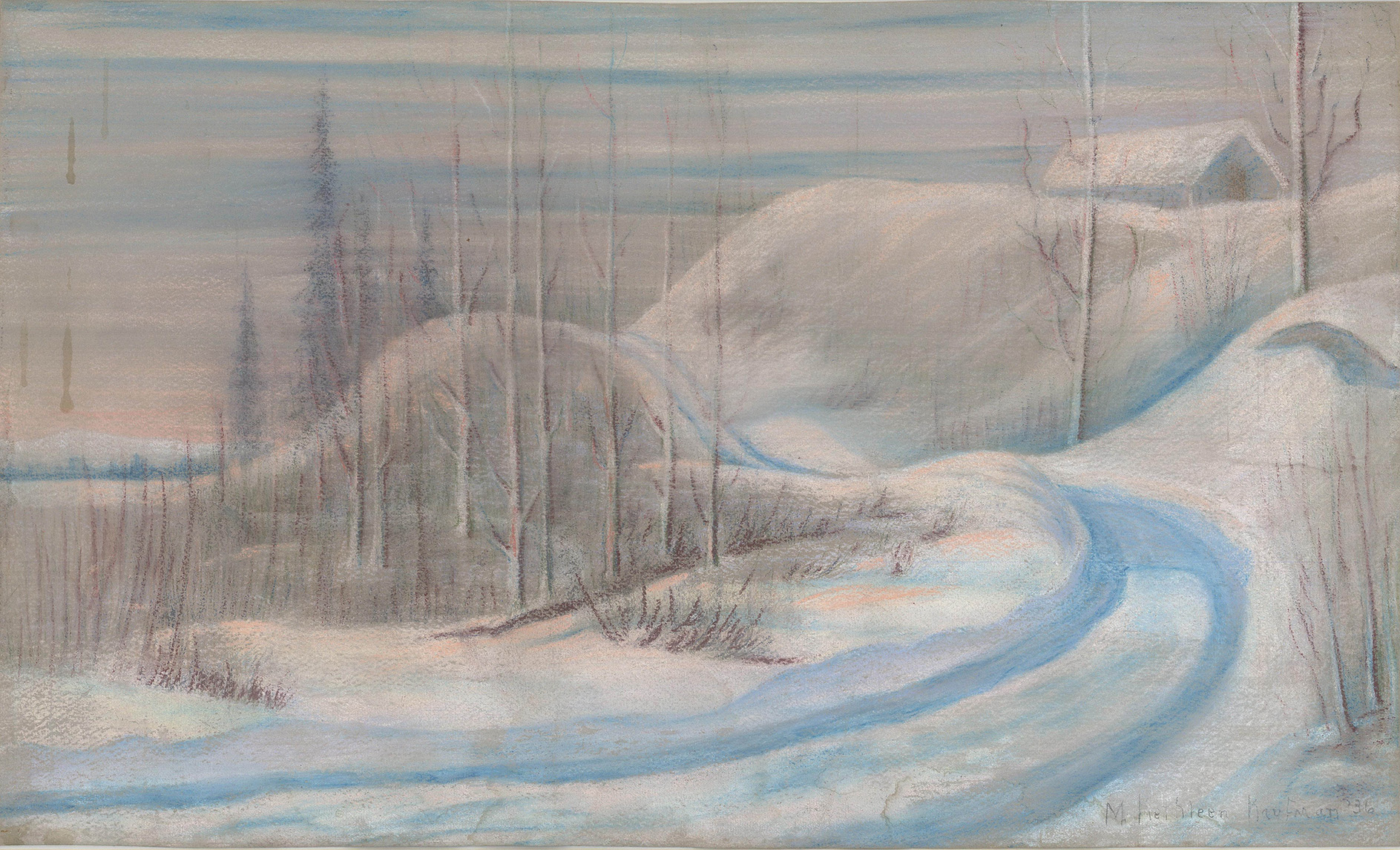 Drawing: Winter Scene by M. Kathleen Kaufman