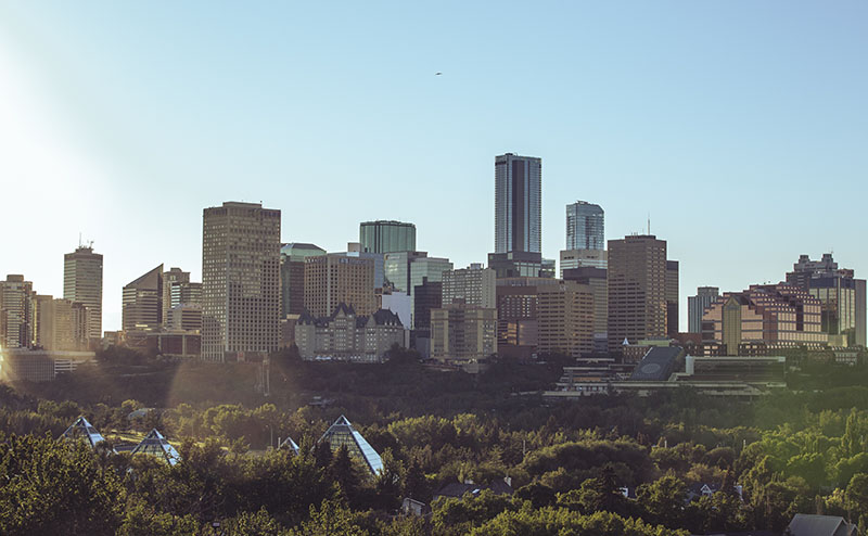 View of downtown in summer