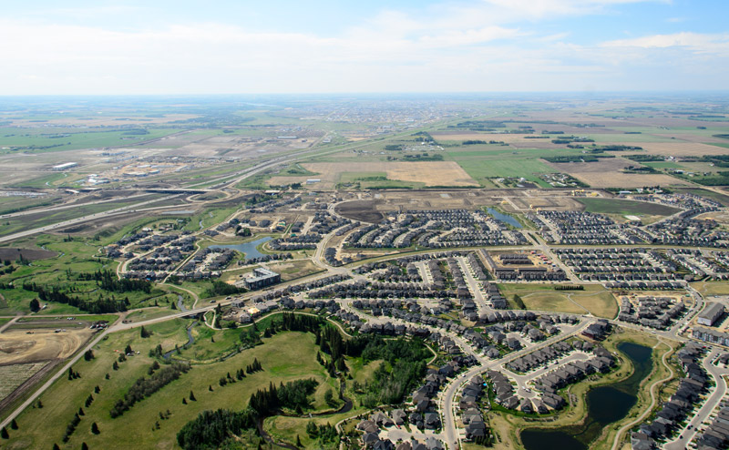 aerial view of edmonton developments