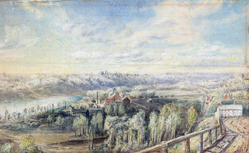 Painting: Edmonton Hotel and Saskatchewan Valley by E.R. James, ca 1905