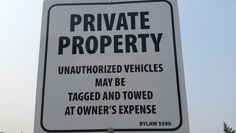 A private property sign