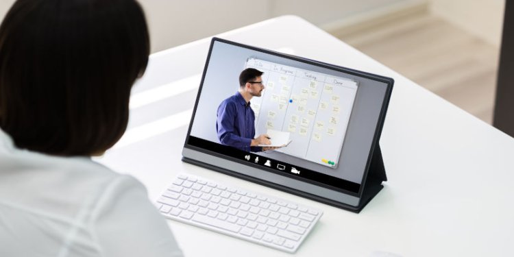 person during virtual meeting