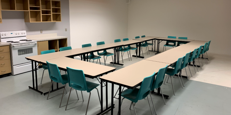 art studio with a tables and chairs
