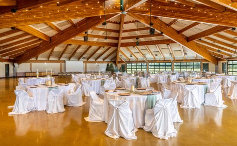 The Event Centre at Northeast River Valley Park, staged for an event.