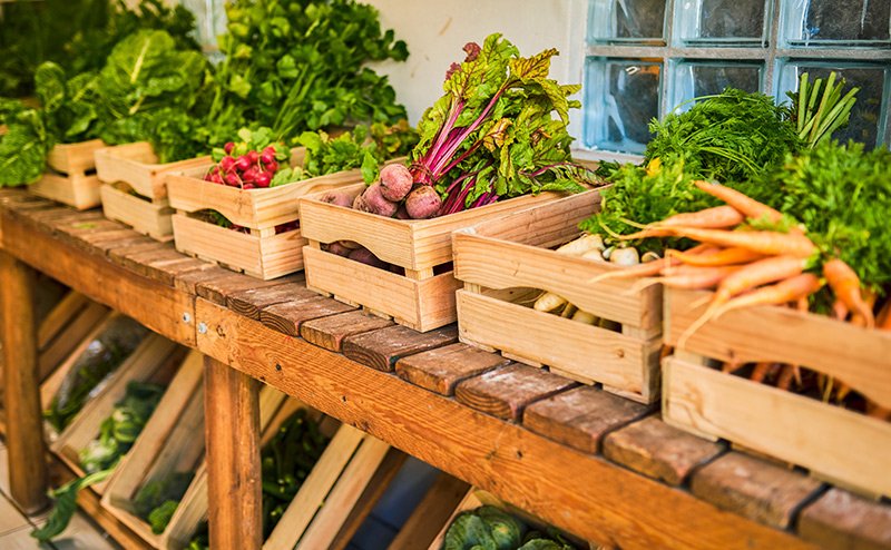 boxes with carrots on table