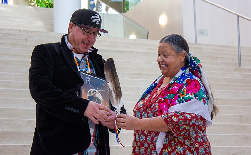 two indigenous persons at City Hall