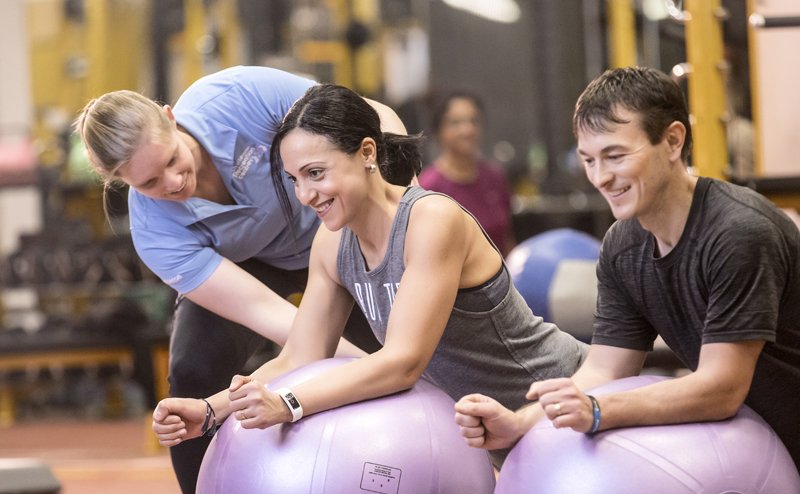 people using exercise balls