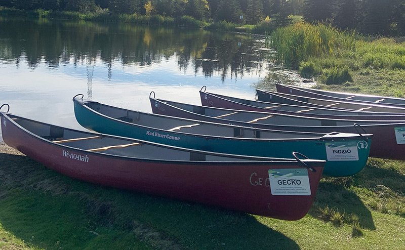 canoe on river banks