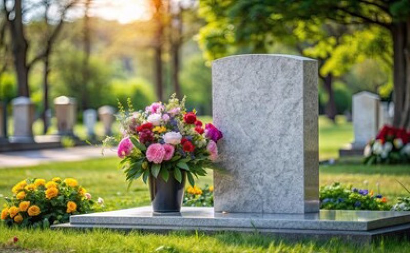 monument with flowers beside it