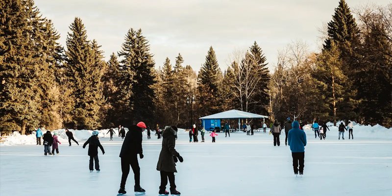 People skating on Laurier Park outdoor ice